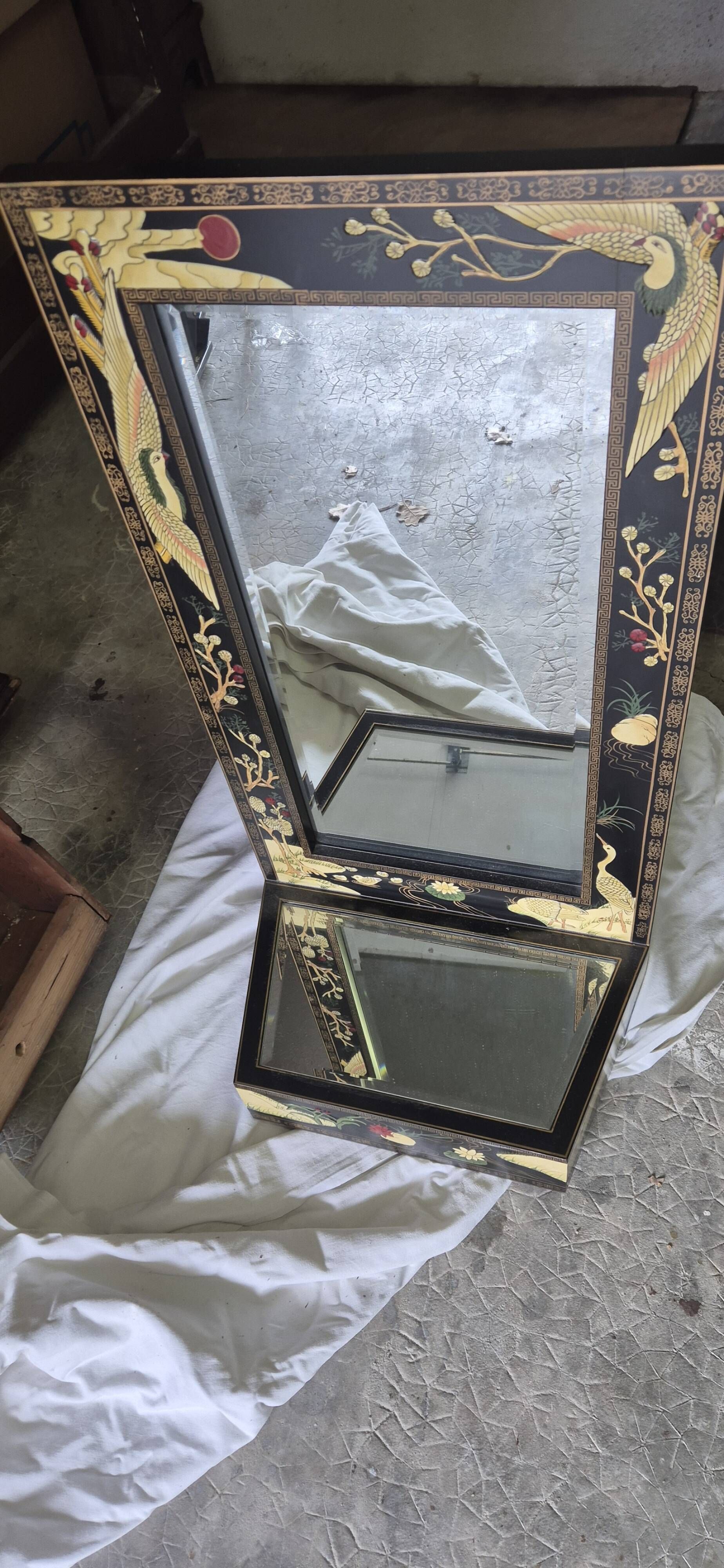Chinese lacquer mirror "Peace and Tranquility" by Franklin Mint