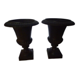 Pair gardener vases medici style cast iron xixth establishment emile pêchenard