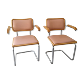 Pair of armchairs by Marcel Breuer 1980 skaï
