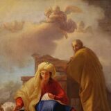 Antique Italian painting from the 18th century, Saint Joseph and the Virgin