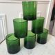 Set of 6 green water glasses bubbled glass  70s