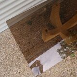 Large modernist coffee table smoked glass