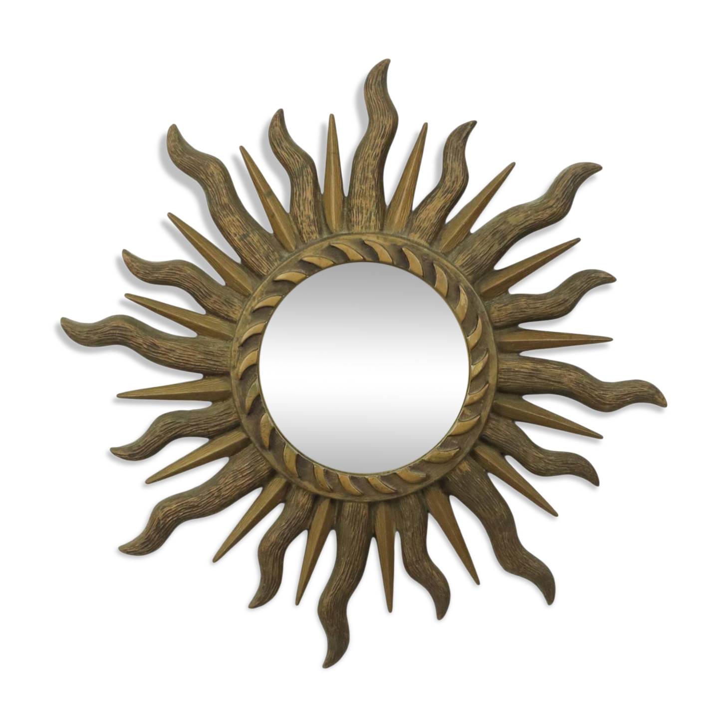 Sixties Sunburst Butler Mirror Sun Mirror Ball Glass Resin 43cm
