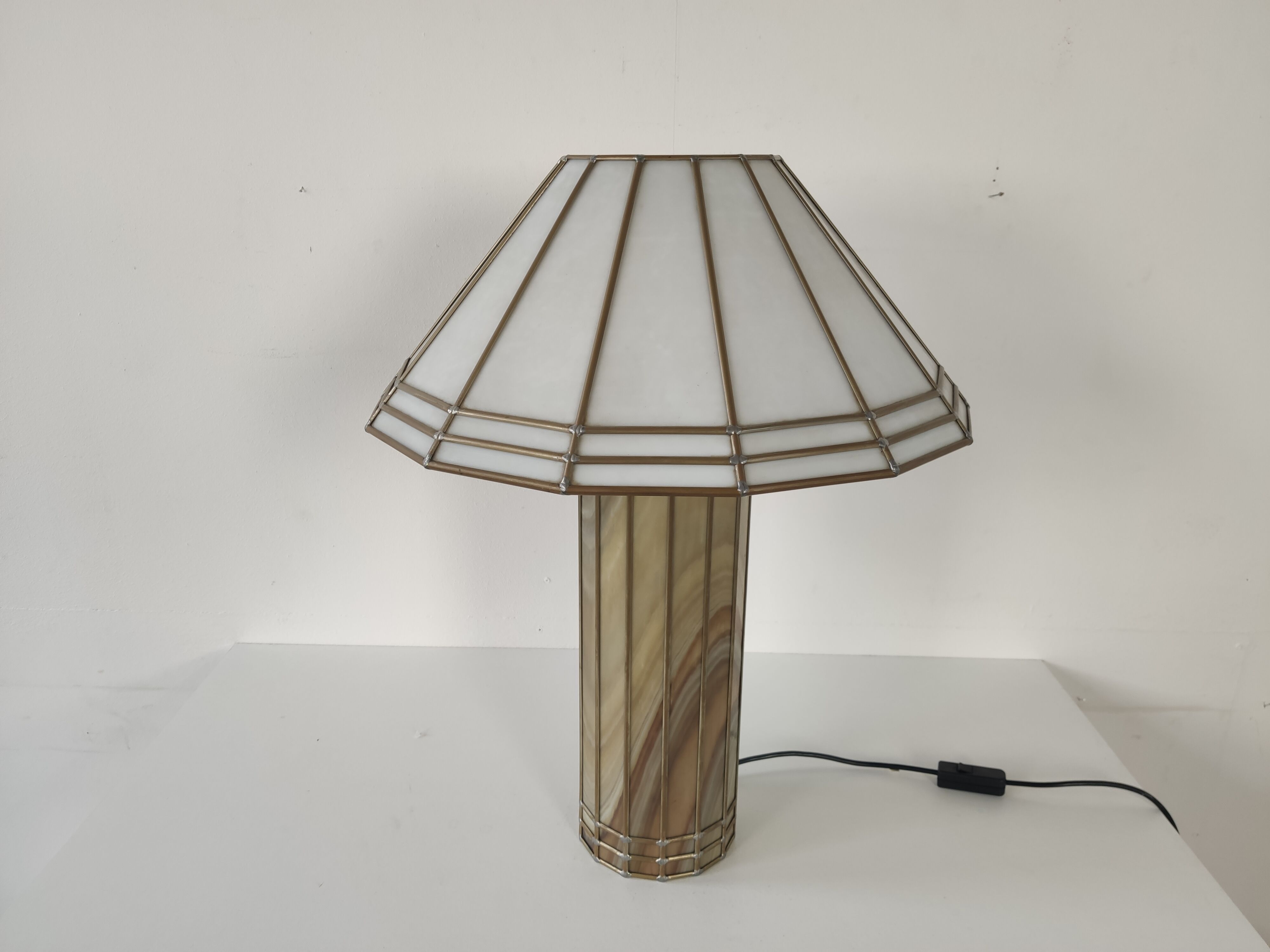 Vintage glass and metal lamp, 70s