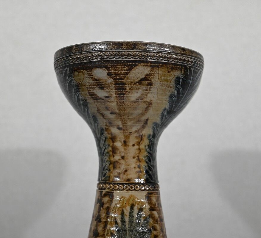 Vase in Salt Sandstone, signed J-C. Courjault for Keraluc Quimper - 1960