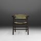 Art Deco Armchair in Black Lacquered Wood and Green Velvet, Belgium 1930s