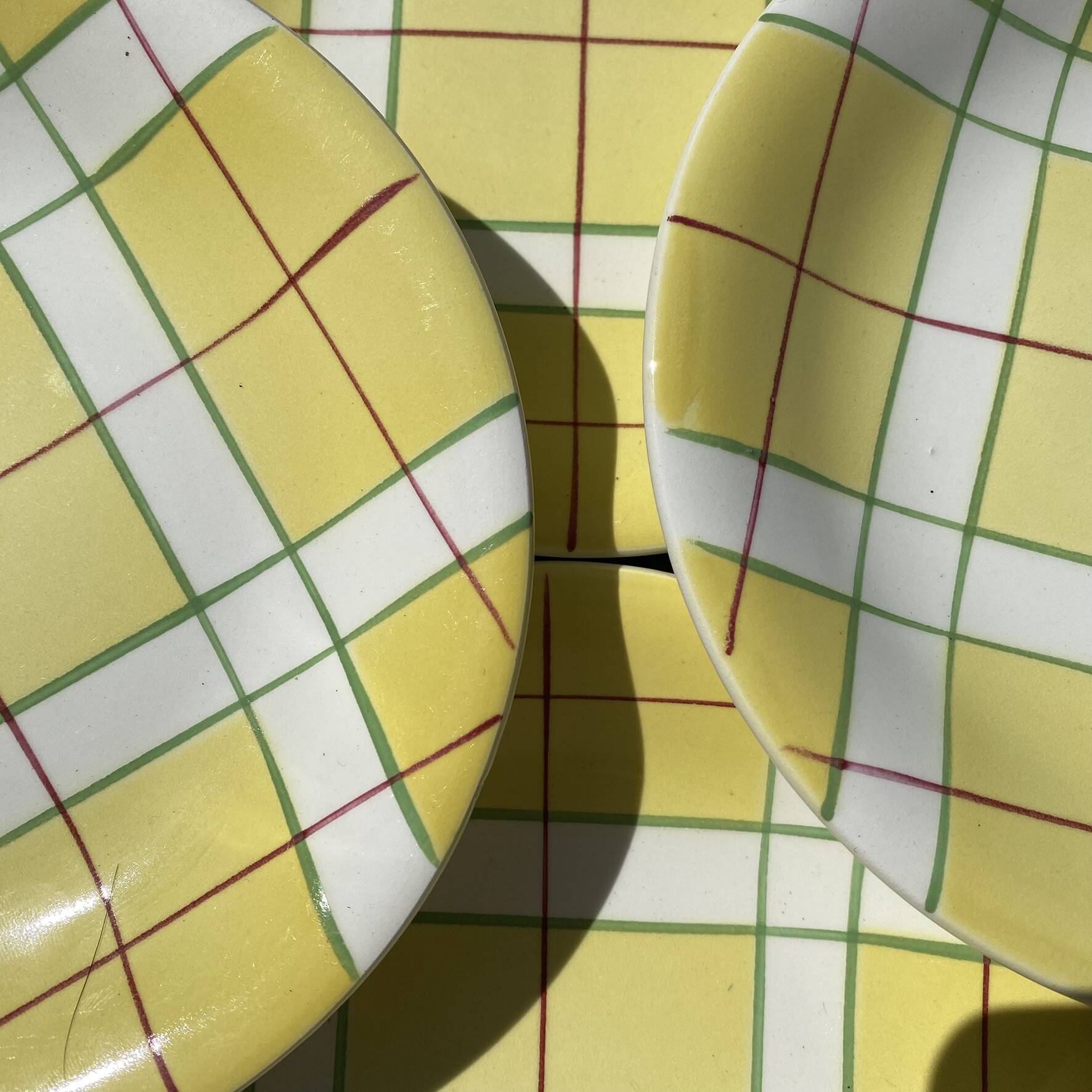 Dessert plates Salins France towel pattern from the 50s-60s.