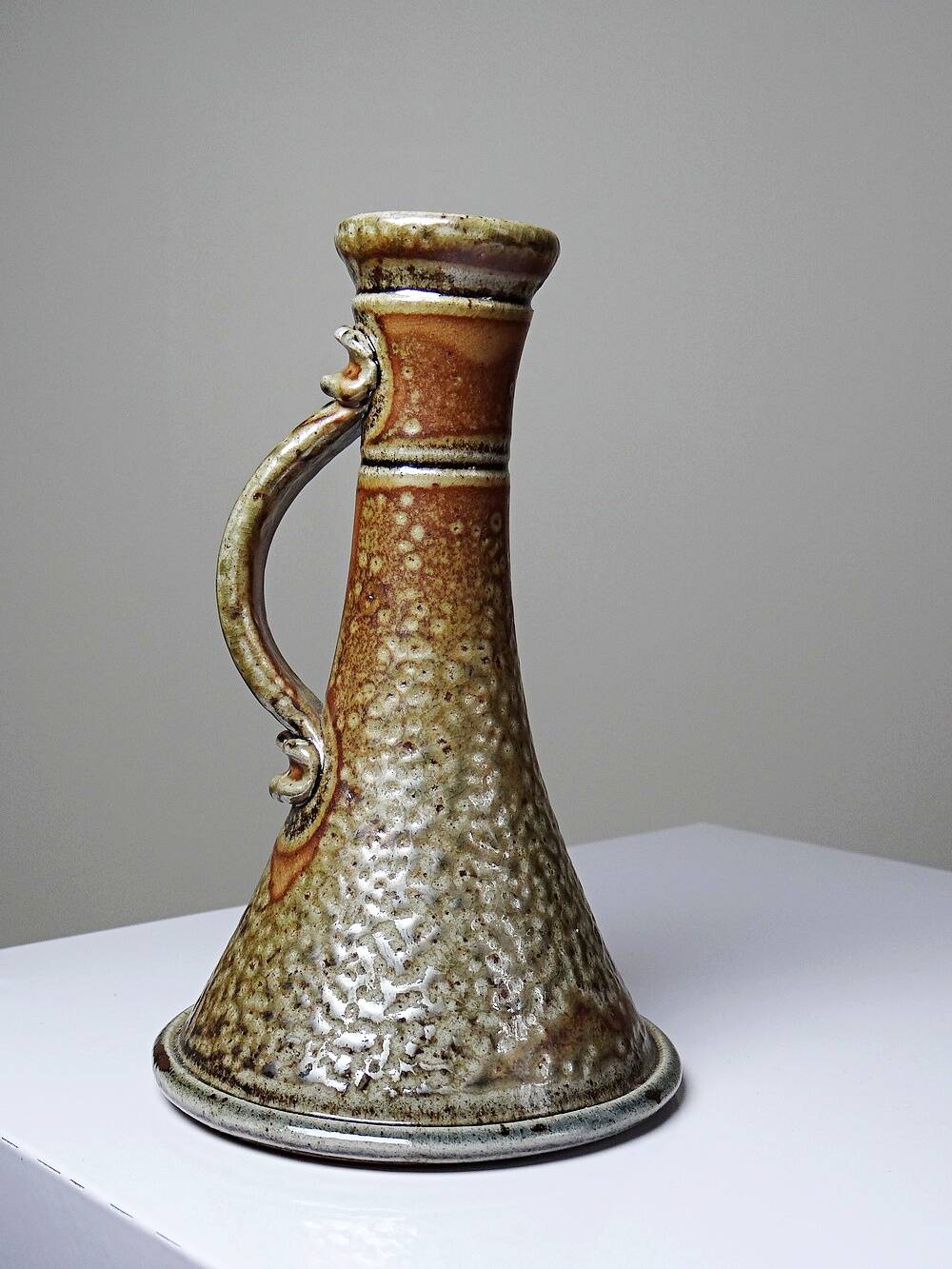 Vintage candlestick or soliflore in glazed stoneware signed Le Don.