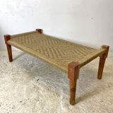 Charpoy Indian bench in braided rope