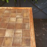 Pine and brown ceramic table, 1960s