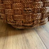 Vintage woven rope and rattan coffee table with 4 stools