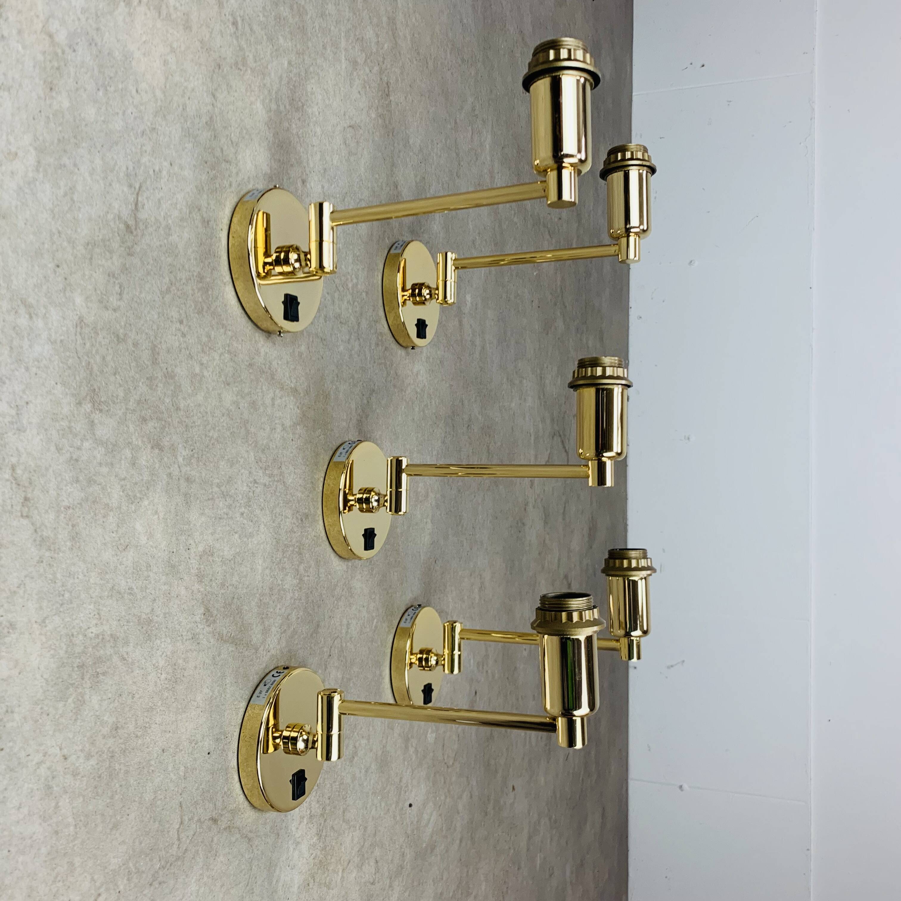 5 gold LED wall lights by LedsC4 in brass