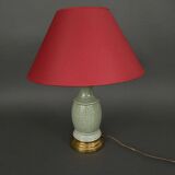 Lampe Napoléon III en céladon vert sur une base en laiton