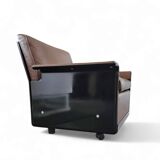2 xBlack Shell & brown Leather 620 Chair Lounge Chair by Dieter Rams