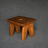 Modern Danish Wabi Sabi Stool in Solid Elm, Scandinavia, 1960s
