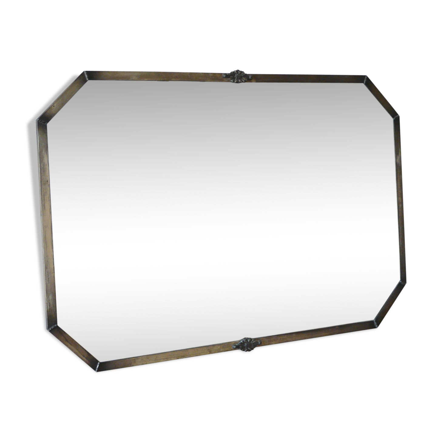 Art Deco beveled rectangular mirror frame silver 80x54cm