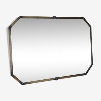 Art Deco beveled rectangular mirror frame silver 80x54cm
