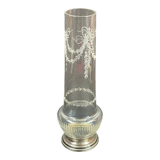 Vase in cut glass engraved solid silver mount Minerva Louis XVI