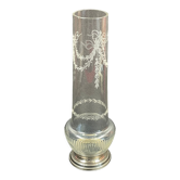 Vase in cut glass engraved solid silver mount Minerva Louis XVI