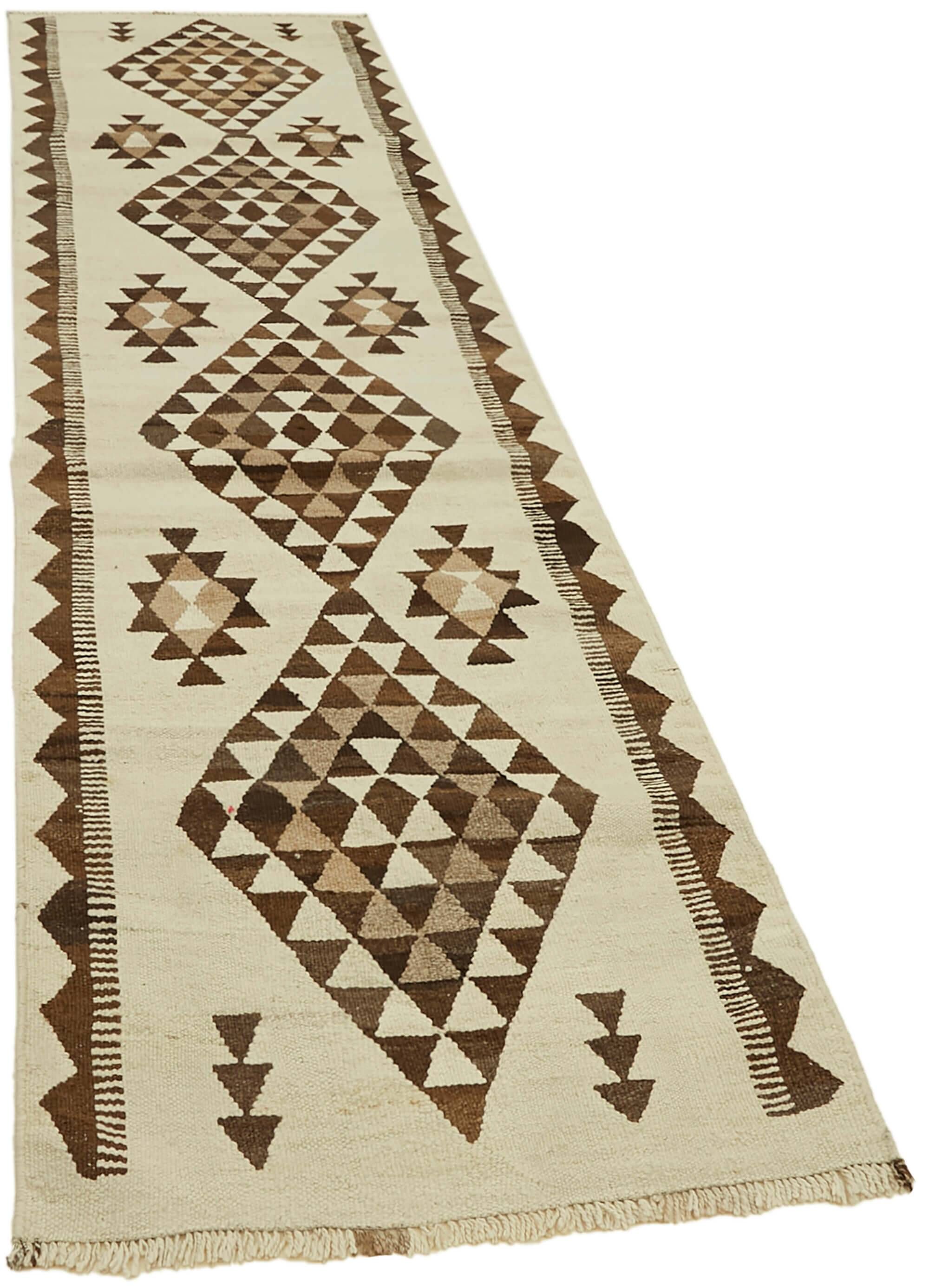Turkish Handwoven Vintage Herki Kilim 96 cm x 360 cm
