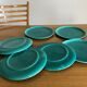 6 vintage flat earthenware plates