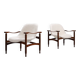 Pair of “Tiki” lounge chairs in teak and bouclé Busnelli Italy 1960