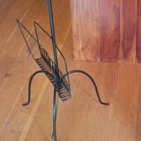 vintage wrought iron floor lamp with magazine rack 1960