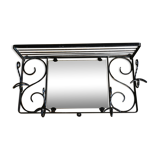 Wall coat holder and forged iron mirror