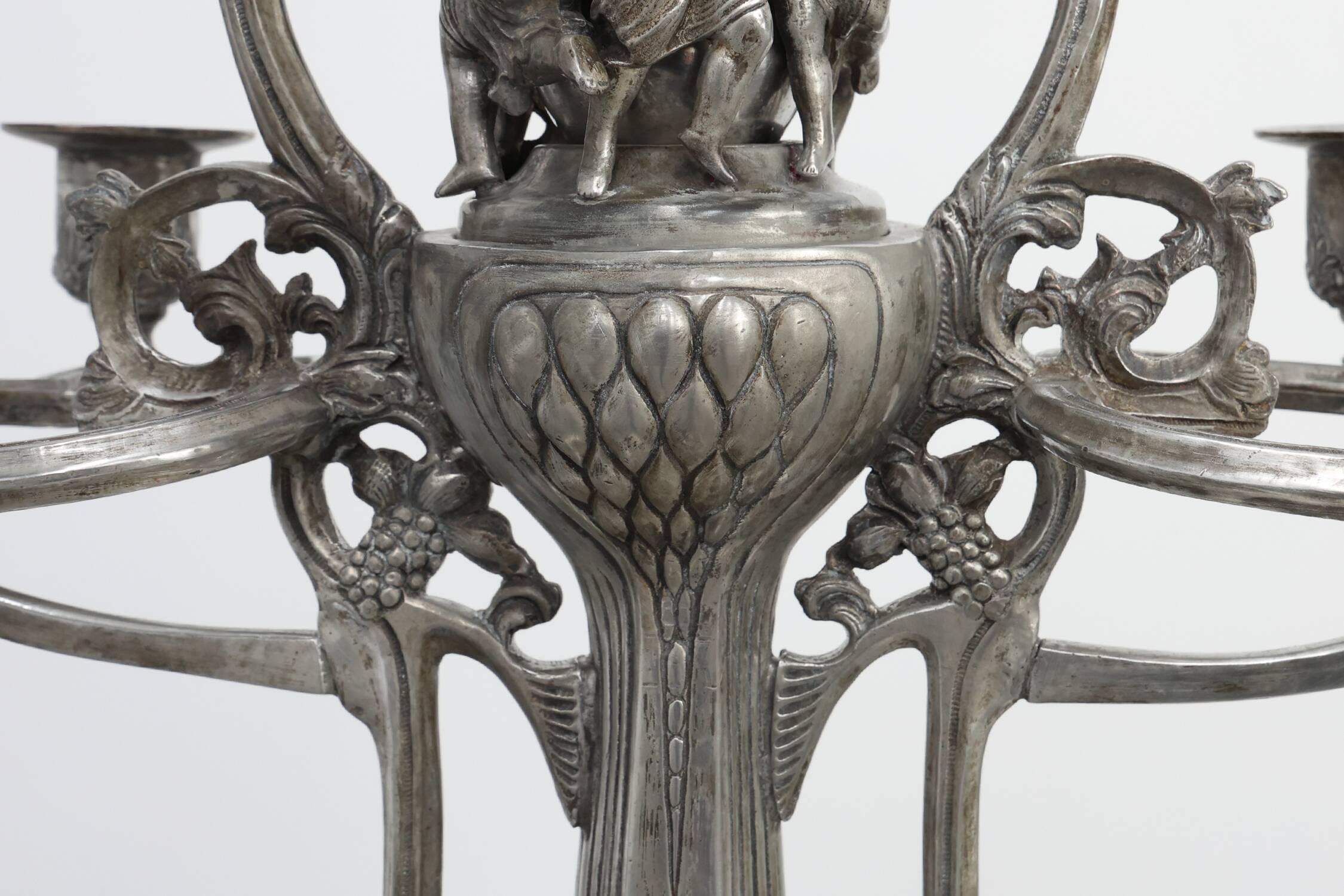 Art Nouveau tin candle holder by Achille Gamba, Italy ca. 1900