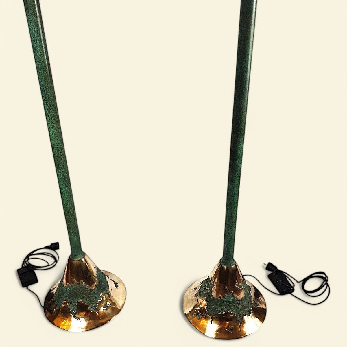 Brutalist Pair of Floor Lamps by Maison Valenti, 1970s-1980s