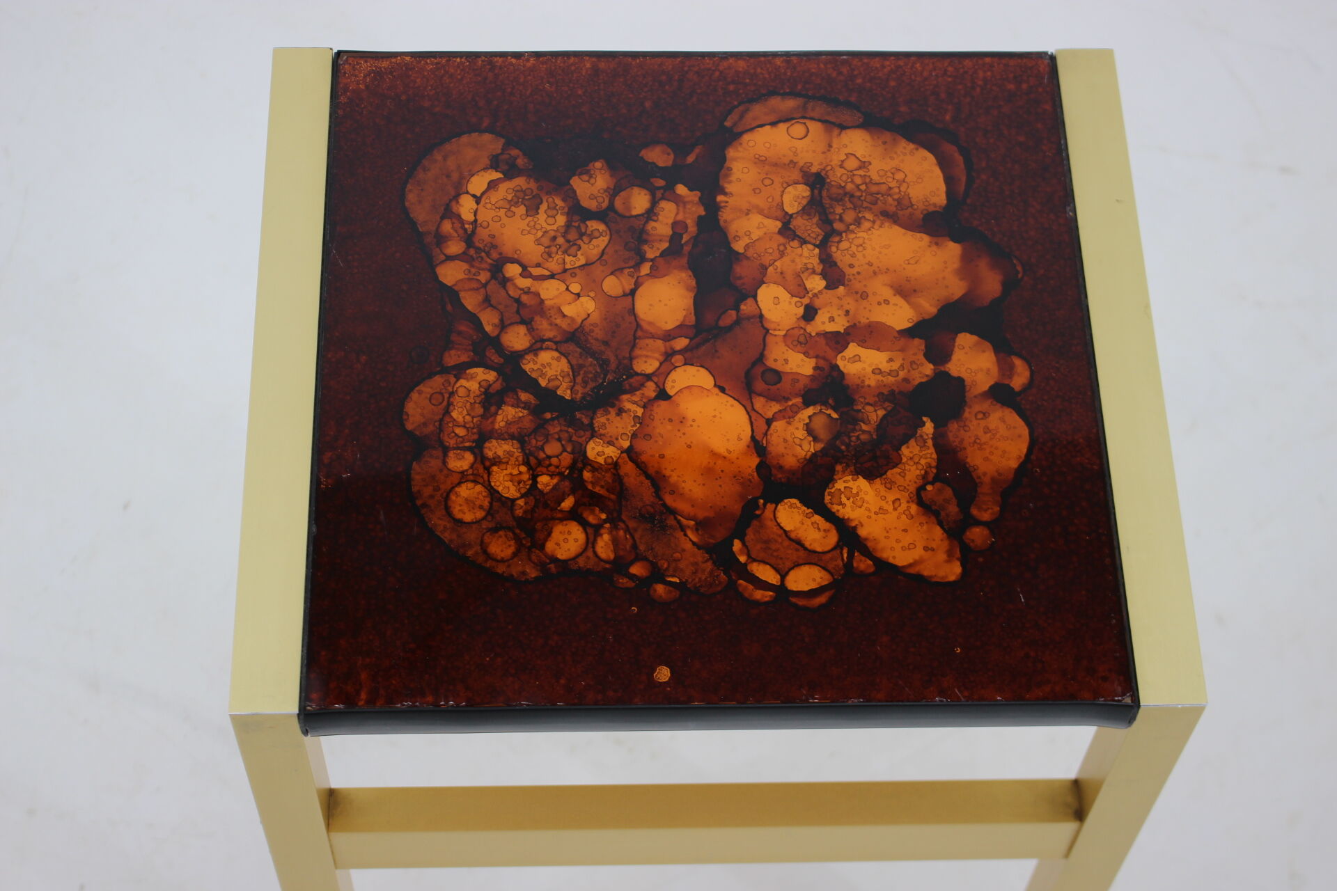 1960s italian brass and glass side table