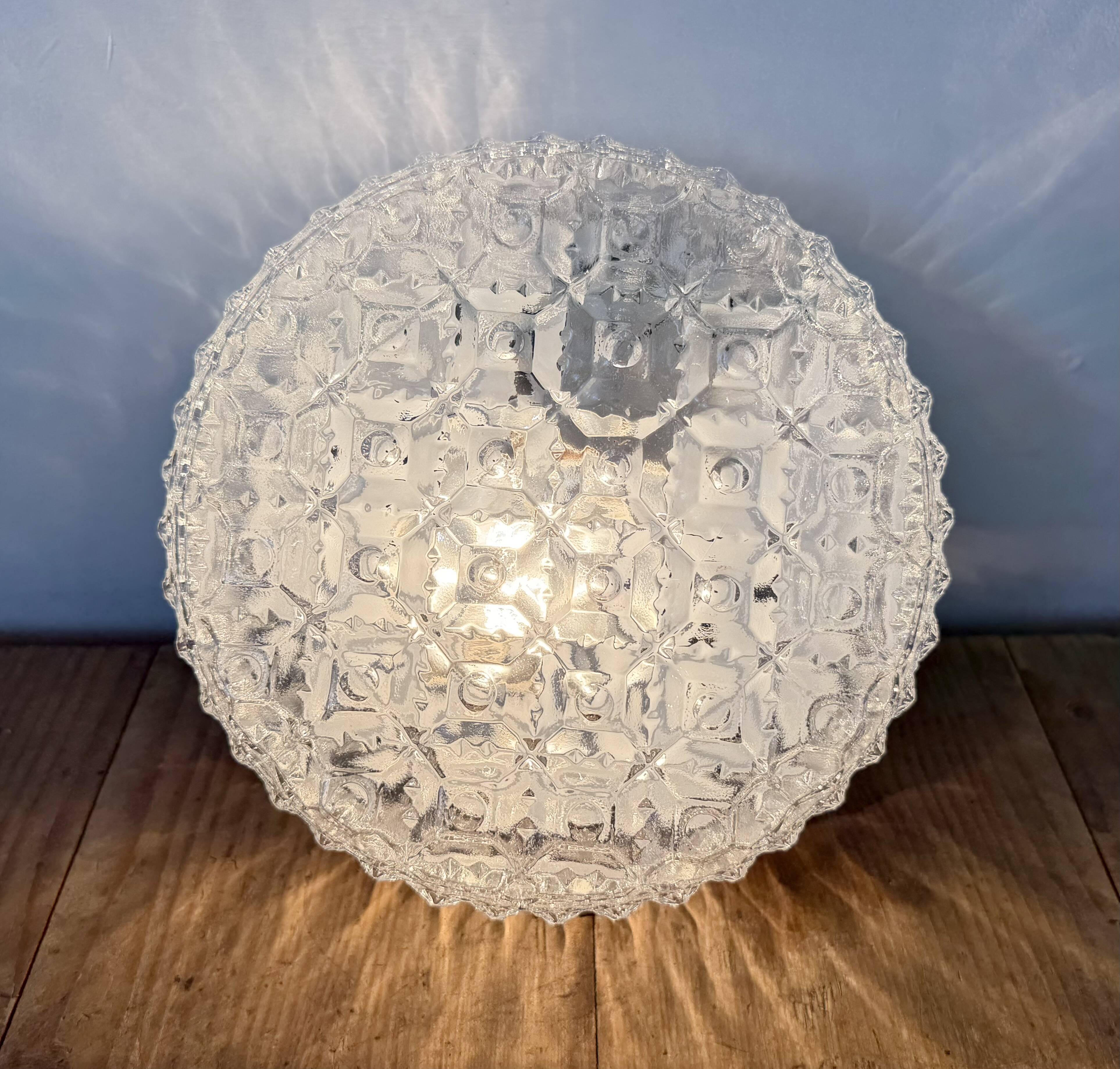 Vintage Glass Wall or Ceiling Light, 1970s
