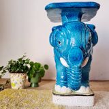 Vintage 1970s ceramic elephant plant stand side table