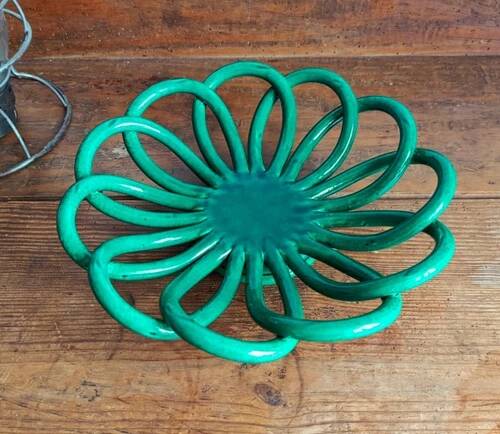 Bowl / Fruit bowl - Accolay ceramic - emerald green - vintage 1960s