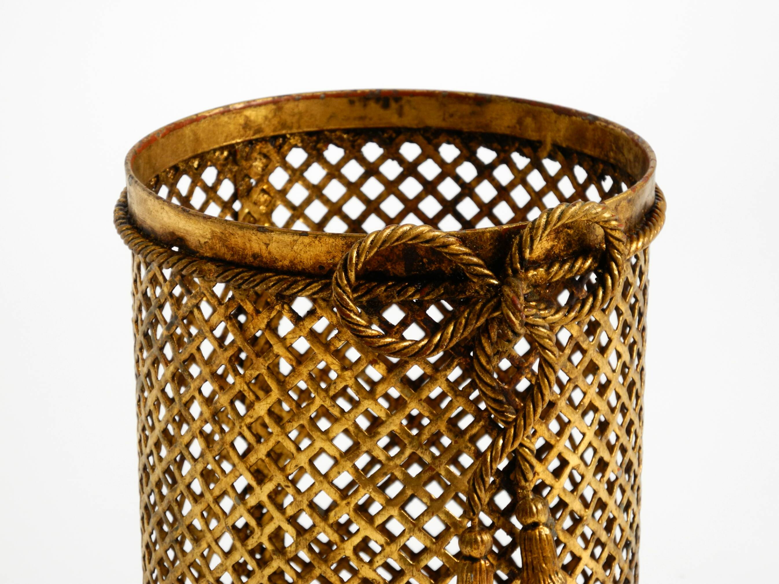 Mid Century Italian Regency Gilt Metal Waste Paper Bin from Li Puma