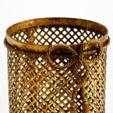 Mid Century Italian Regency Gilt Metal Waste Paper Bin from Li Puma