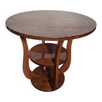 Art Deco walnut gueridon with double top from the 1930s.