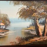 Small landscape painting in oil on panel.