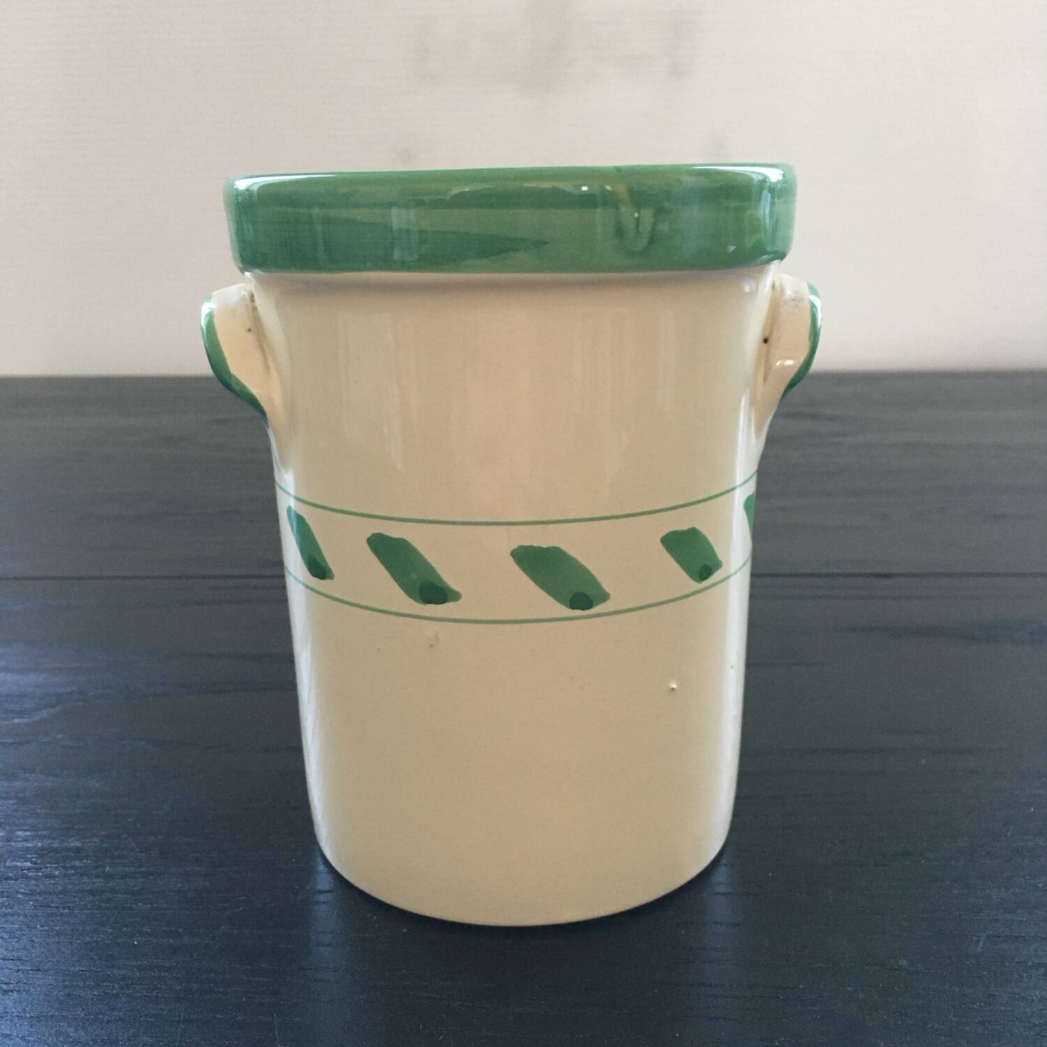 Seau à glace en faïence jaune et verte