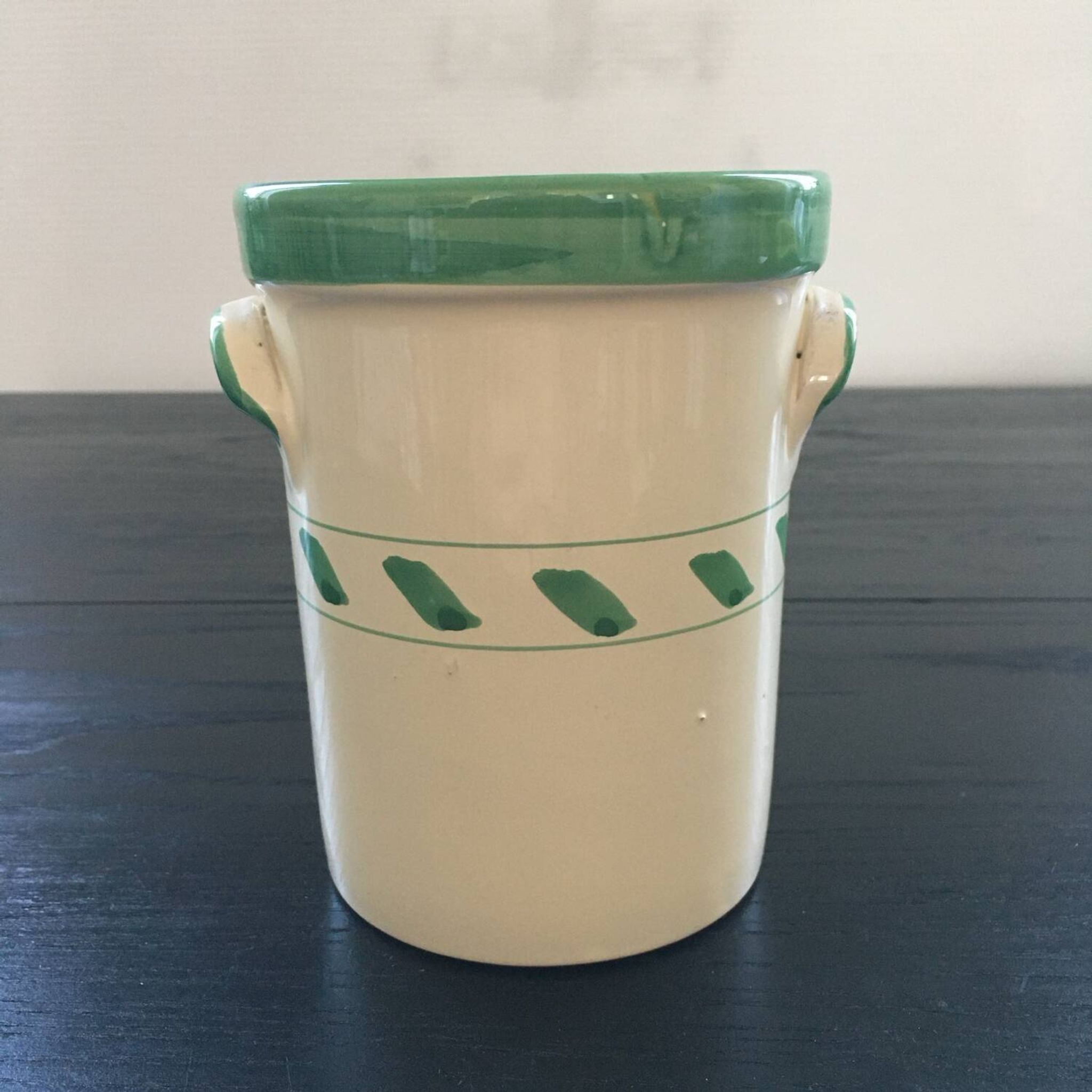 Seau à glace en faïence jaune et verte