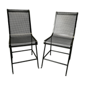 Paire de chaises de jardin métal noir années 70