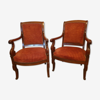 Paire de fauteuils en acajou époque Restauration 1820-1830