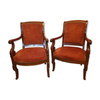 Paire de fauteuils en acajou époque Restauration 1820-1830