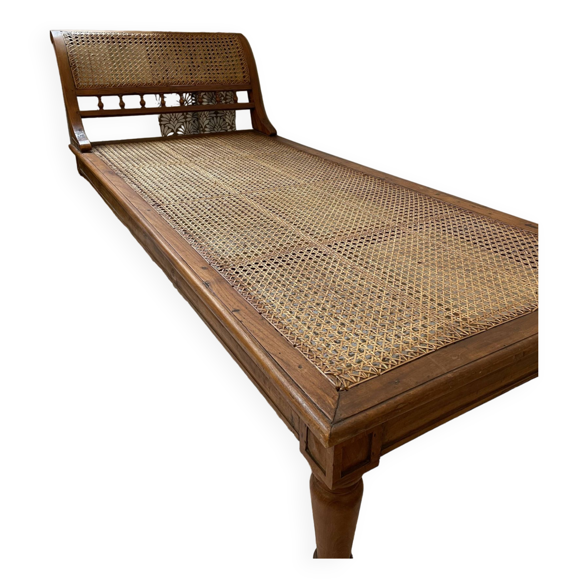 Indonesian daybed, canework and Java teak