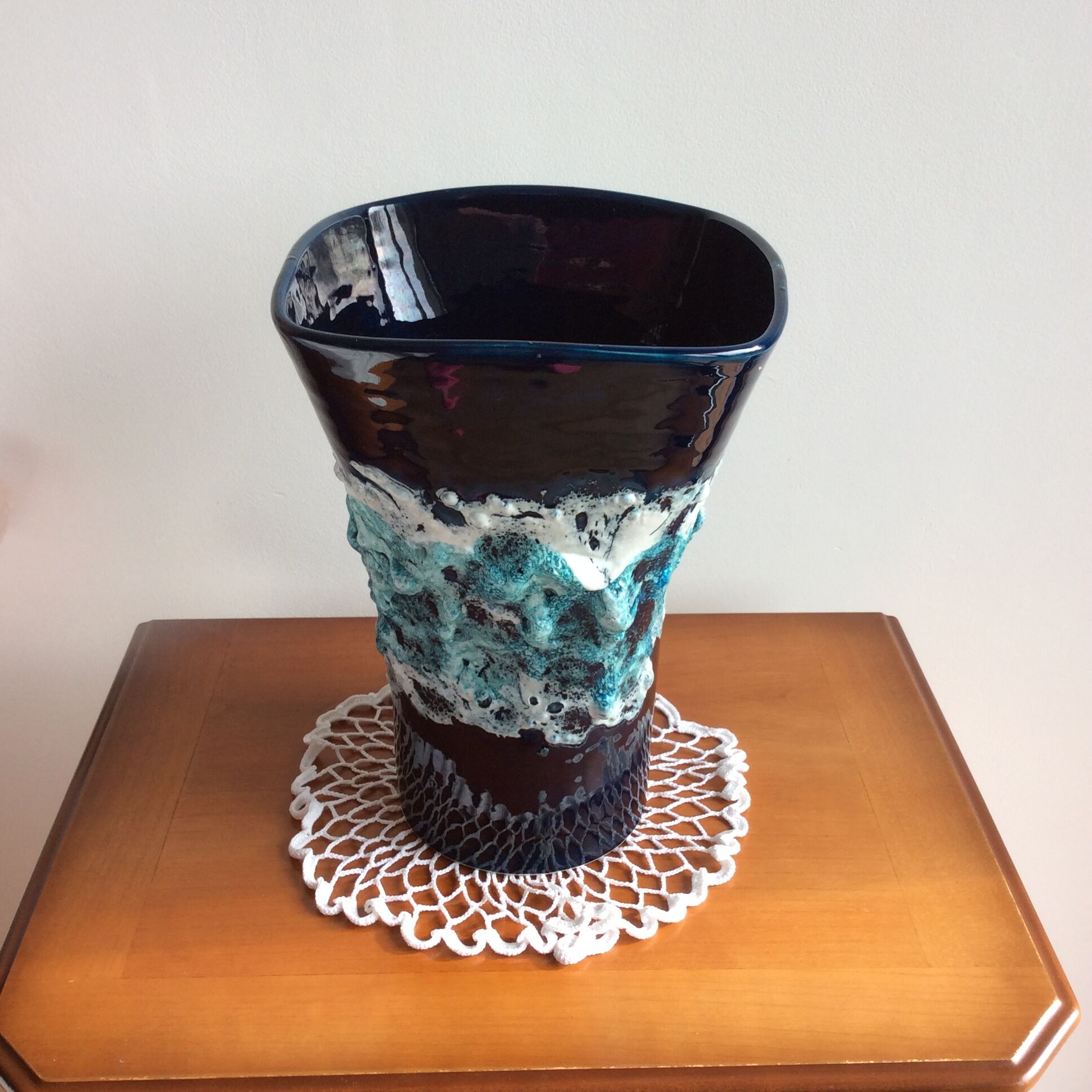 Vintage enameled ceramic vase