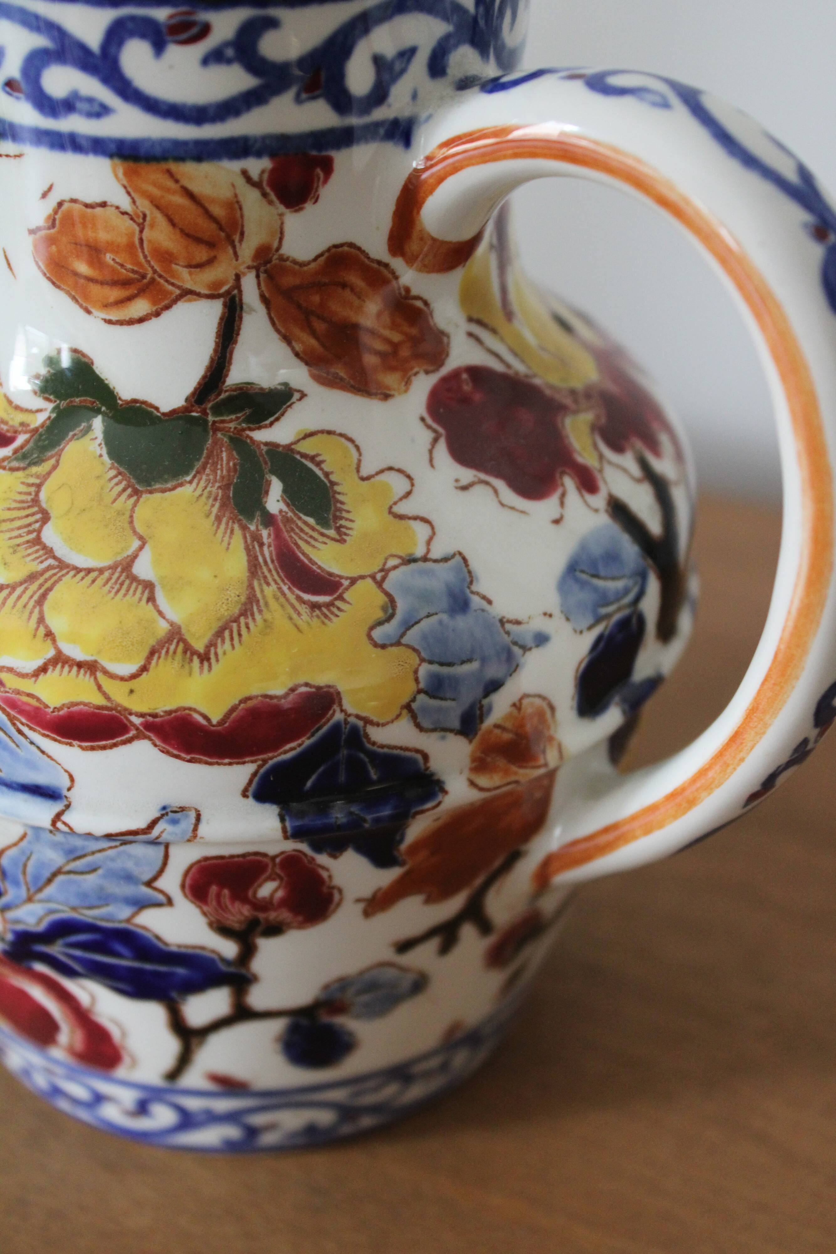 Gien earthenware peony pitcher