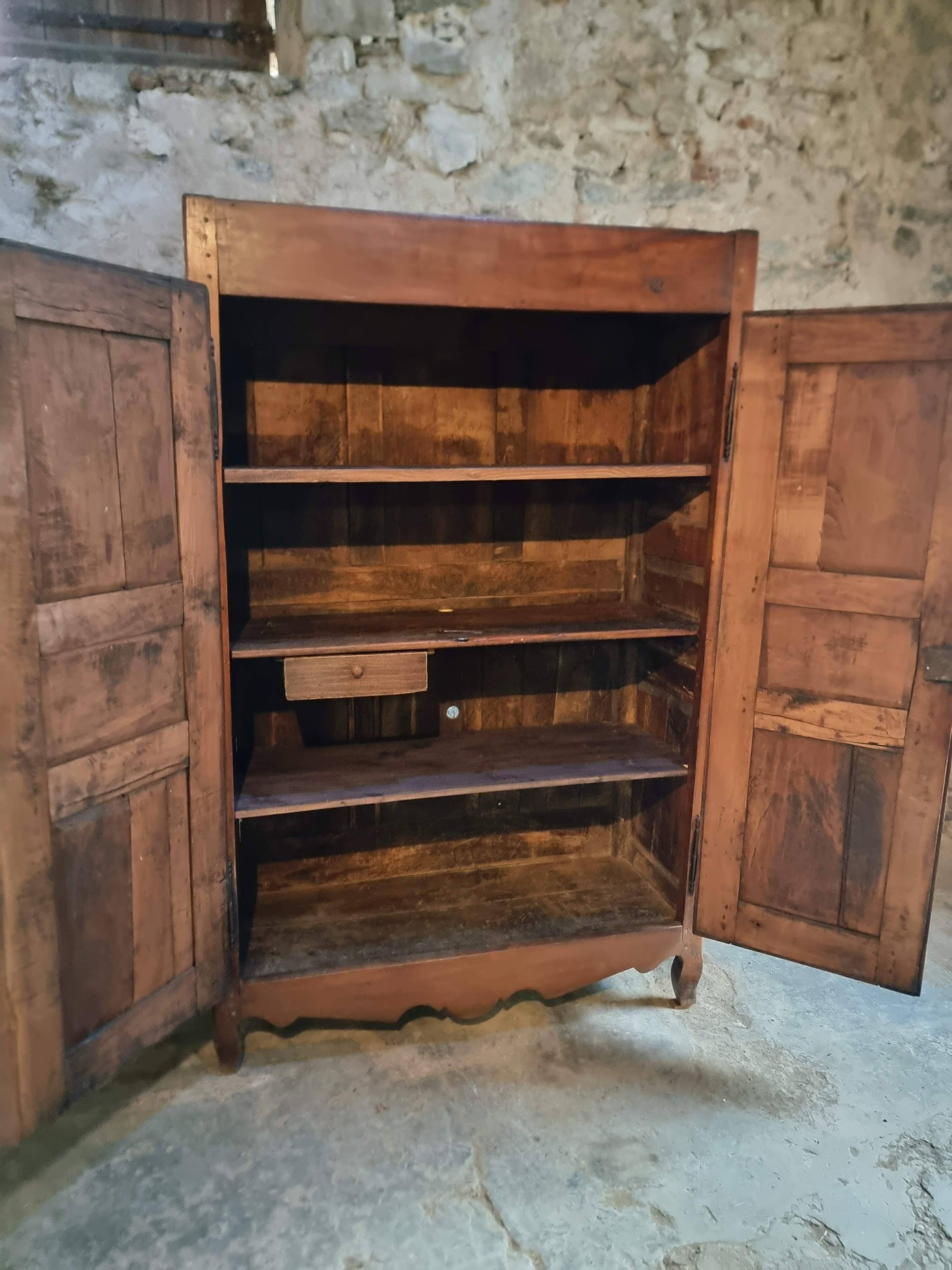 18th-century French antique cherry wood wardrobe – Rustic sideboard