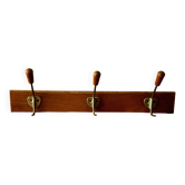 Portemanteau mural vintage en bois - triple patère