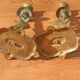 Bougeoirs en bronze, héron , Art déco orientaliste