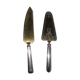 silver metal knife and cake shovel